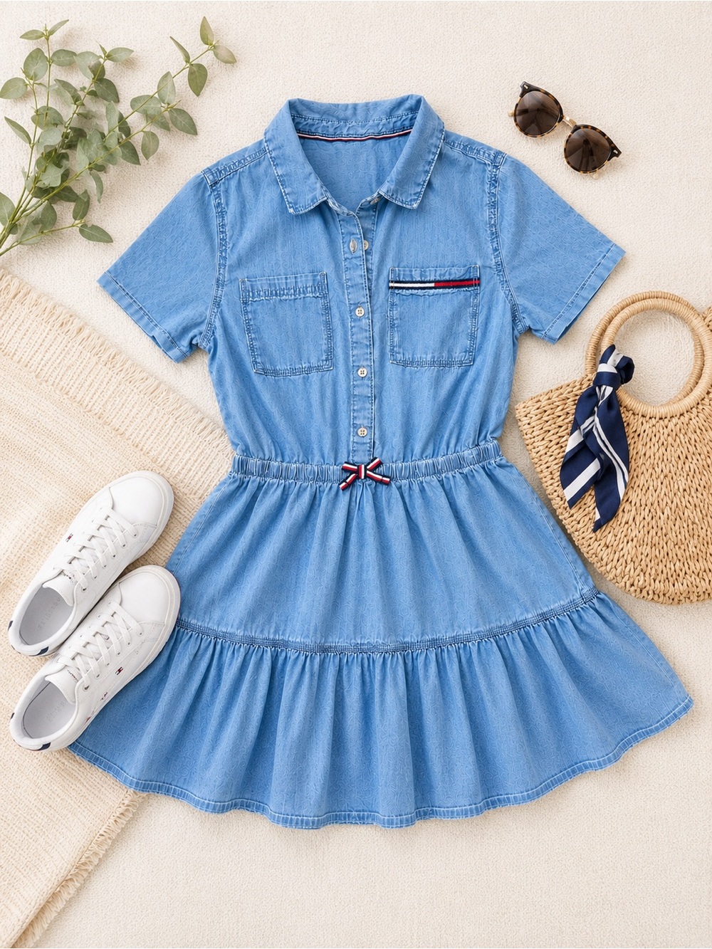 Tommy Hilfiger Girls Chambray Shirt Dress | Size XL